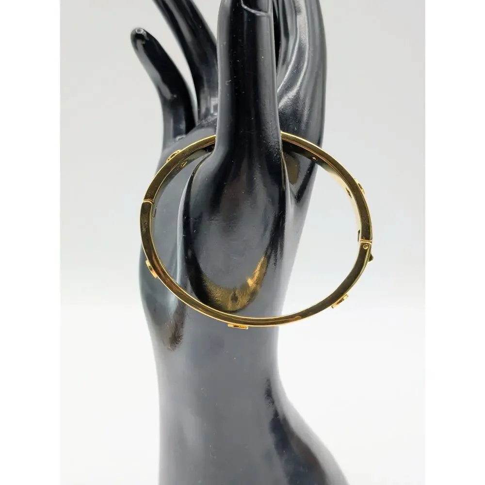 Kate Spade Spot the Spade Studded Hinged Gold Tone Bangle Bracelet - Picture 6 of 8
